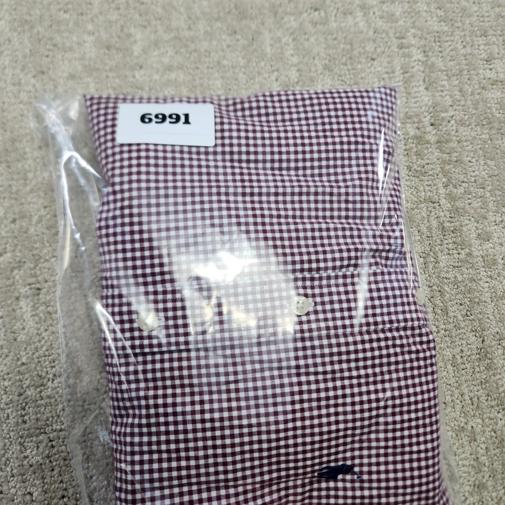 Polo Ralph Lauren Shirt Men Medium Gingham Check Maroon Button Down Classic Fit - Picture 9 of 9